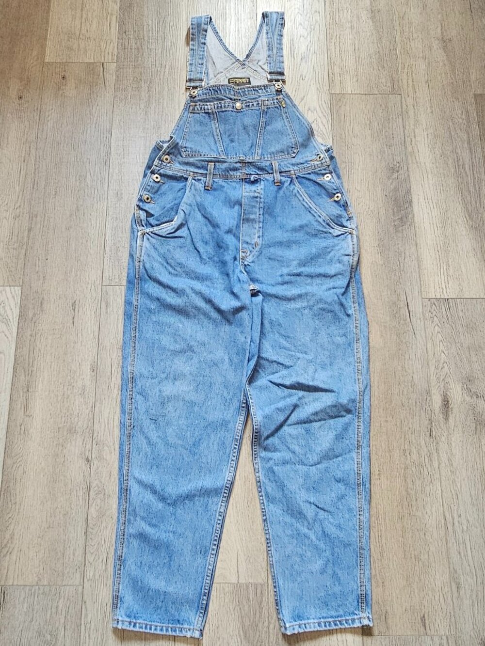Vintage Esprit Denim Overalls Size M 100 Cotton Diamond Back 90s Carpenter Y2K
